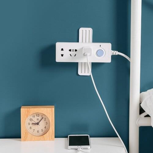 Household Self-adhesive Wall-mounted Socket Fixer Free Punching Paste Cable Plug Organizer Hanging Seamless Power Socket Holder