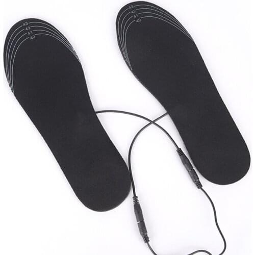 Black USB Heated Insoles Rechargeable Electric Battery Warmer Shoes Heater Winter Keep Warm Electrically Thermal Insole