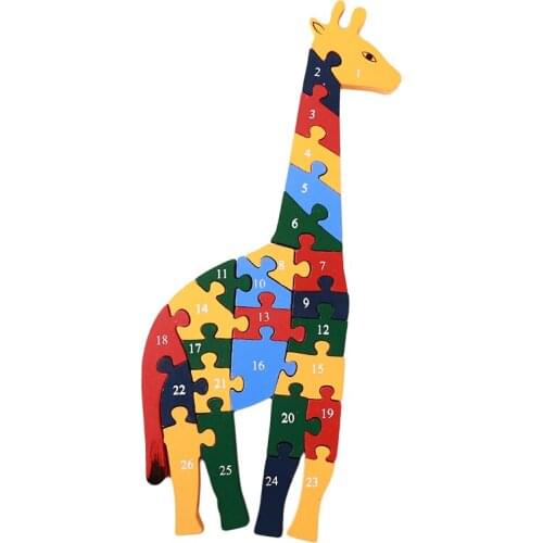 Wood Puzzle Baby Toddle Kids Children Early Lessons Learned Intelligence Cartoon Animal Giraffe Jigsaw Puzzle Wooden Toys