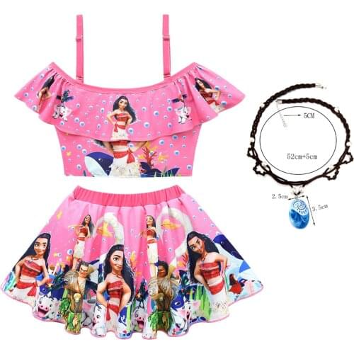 Kids Girls Moana swimsuit 2021 Summer sweet Sling swimwear Children Princess bathing suit Beach Party Vaiana Cosplay Costume
