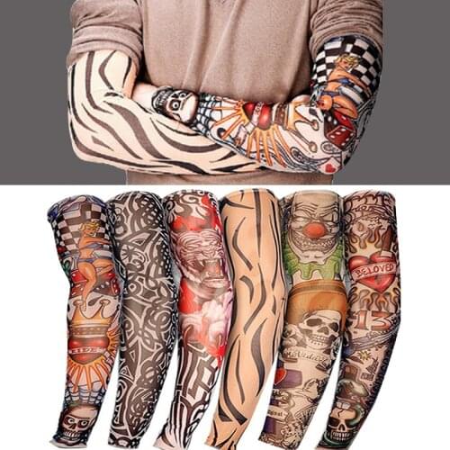 Elastic Tattoo Sleeve 1Pcs Riding UV CareTattoo Arm Sleeves Unisex Arm Stockings Temporary Fake Slip On Tattoo Arm Sleeves Kit