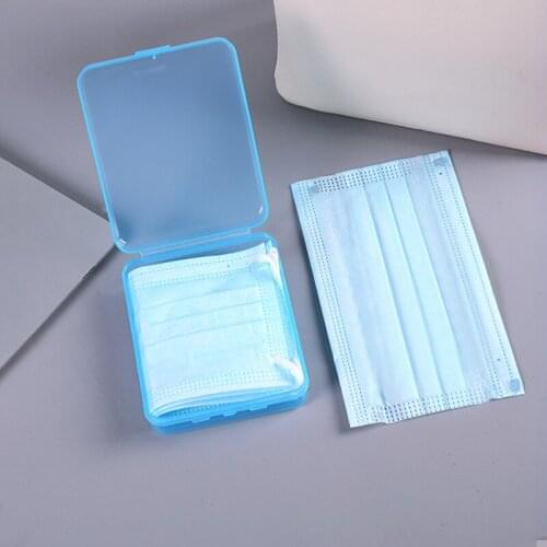 Portable Face Mask Storage Box, PP Material Face Mask Case Holder Dust-proof Mask Container and Organizer, Clear/Pink/Blue