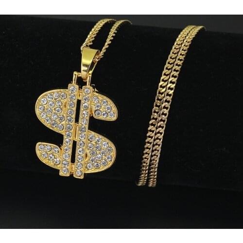 Hot Sale Dollar Shape Necklace for Men Fashion Punk Hip Hop Men Party Club Jewelry Necklace Accessories