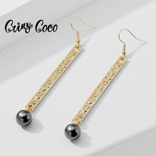 Hot Sale Hawaiian Long Drop Earrings 2020 New Designer Boho Statement Dangling Geometric Pearl Ear Rings Earring for Jewellery