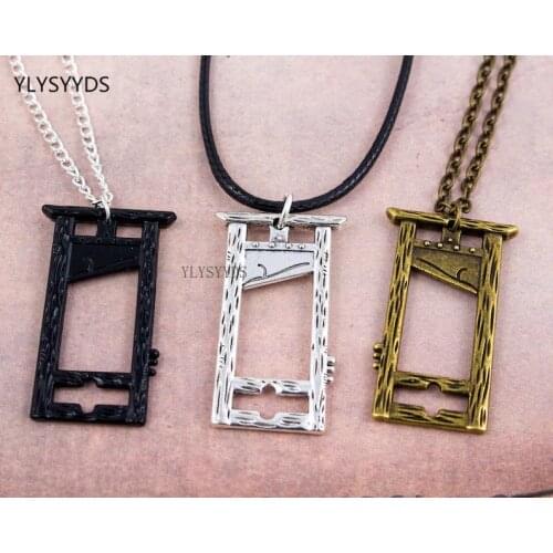 Goth Black Silver Colour Guillotine Necklace History Macabre Jewelry Grunge Medieval Dark Academia Valentine Halloween Gift
