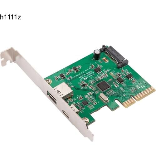 H1111Z PCI Express to USB3.1 USB-C + USB3.1 Type-A host controller card up to USB3.1 Gen-II 10Gbps supper speed+ ASM3142 Chipset