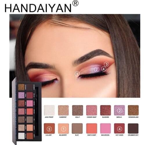 HANDAIYAN 14Color Eyeshadow Palette Glitter Eye Shadow Kits Women Eyes Makeup Palette Matte EyeShadow Nuded Eye Makeup Cosmetic