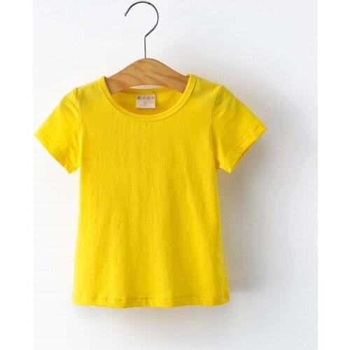 9 Solid Colors Cotton Short Sleeve T-Shirt Summer Breathable Comfortable Tops Boys Girls Elastic Casual Clothes ChildrenS Tees
