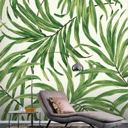 Custom 3D wallpaper mural modern Nordic abstract hand-painted tropical rainforest plant background wall decoration wallpaper