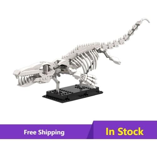 MOC Mosasaur Fossil Building Blocks Set Skeleton Model Monster Bone Bricks Dinosaur Behemoth Idea Toy For Children Birthday Gift