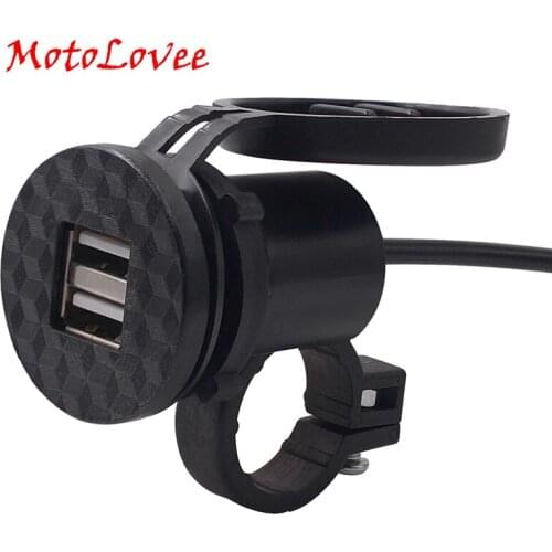 MotoLovee Universal Cigarette Lighter Car Charger USB Vehicle DC 9V-24V Waterproof Dual Motorbike Charger Power Socket 1A/2.1