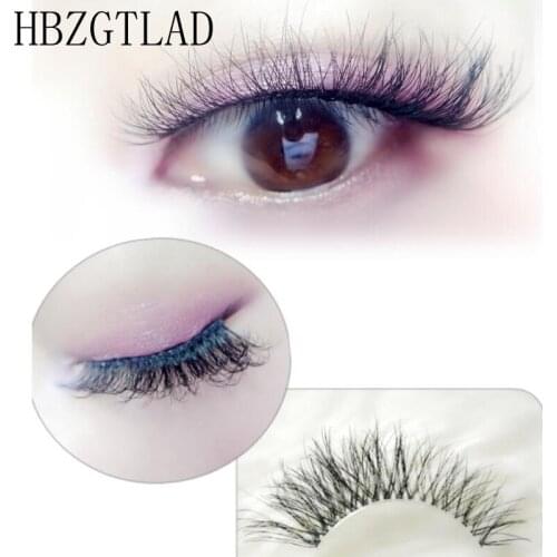 Mink Hair Eyelashes reusable Natural 3D Mink Messy Popular False Eyelash Full Strip Eyelashes Extension Transparent wide stem