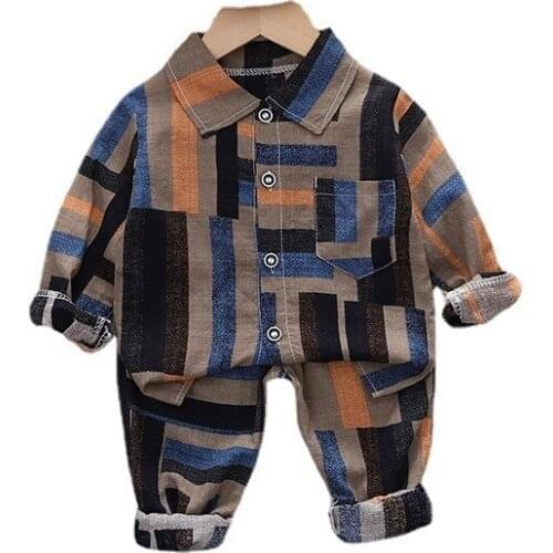 New Baby Boys Girls Cartoon Shirt Pants 2Pcs/Set Children Casual Clothes Gentleman Suits Spring Autumn Kids Cotton Clothing Sets