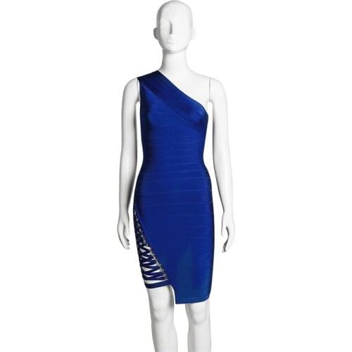 New women bandage dress evening club party vestidos one-shoulder striped summer womens bodycon dresses H085