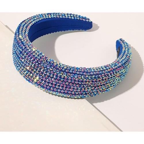 Full Crystal Hairbands Bright Bejeweled Padded Head Hoop Chic Green Pink Blue Rhinestones Headbands Luxury Shiny Hair Accessory