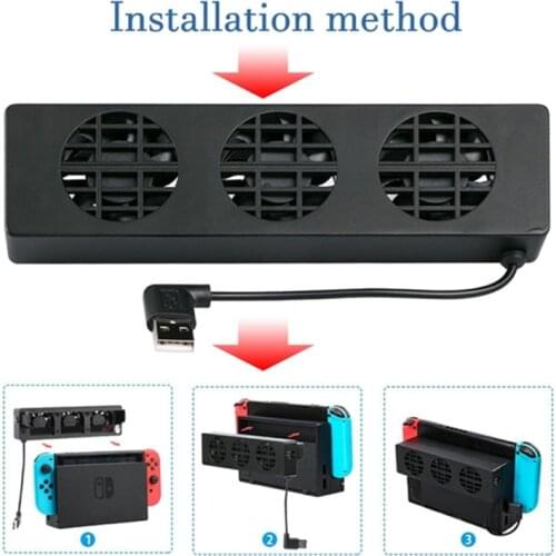 Cooling Fan for Nintendo Switch NS Original Stand Game Console Dock Cooler with 3-Fan USB Cooling Fan for Nintend NS NX
