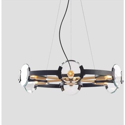 Postmodern minimalist light luxury chandelier ring round living room glass crystal restaurant hanging lamps