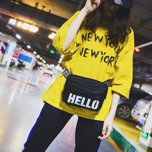 Waist Bag Women Letter Print Waist Fanny Pack Bags Canvas Light Walking Shopping Belt Bag Pouch Phone Bag Bolosa