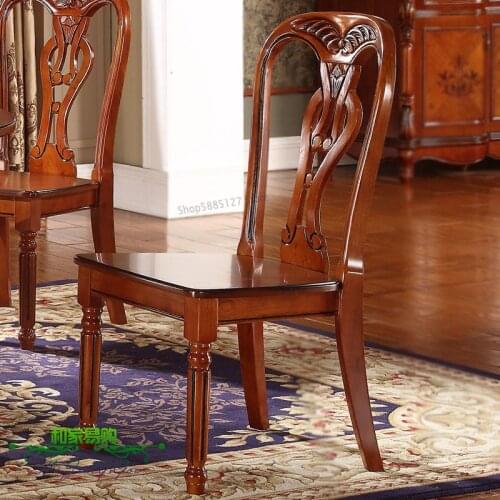 Simple European Dining Chair Solid Wood Antique Hotel Coffee Chair American Dining Home Back Chair Restaurant Restaurant Furnitu