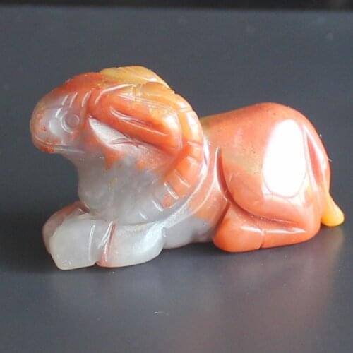 Hand Carved Blood Stone Animal collectable Figurine Carving Pendant Bead
