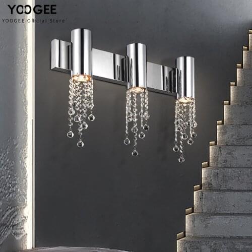 Modern crystal staircase wall sconce bedside wall lamp chrome/gold luxury wall decor led light fixtures