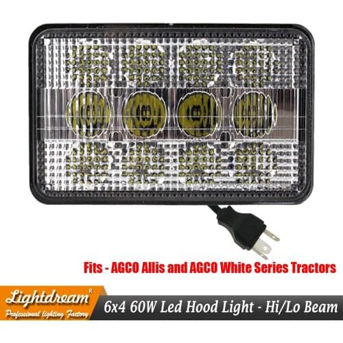AGCO Allis White Series LED Hood Light TL9020 6x4 Hi/Lo Flood/Spot Beam Pattern 12 Volt to 24 Volt Input Voltage Work lights x1