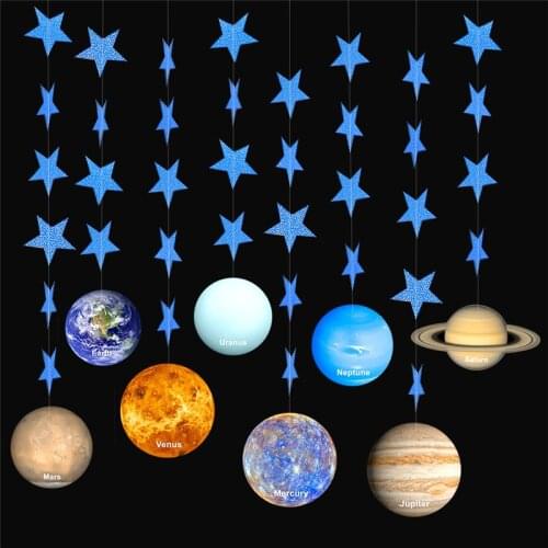 Outer Space Galaxy System Theme Party DIY Eight Planets Banner Baby Shower Boy Birthday Party Decorations Kids Background Decor