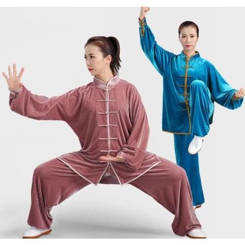Unisex top quality Autumn&Winter warm pleuche tai chi taiji suits martial arts clothing kung fu wushu uniforms blue/purple