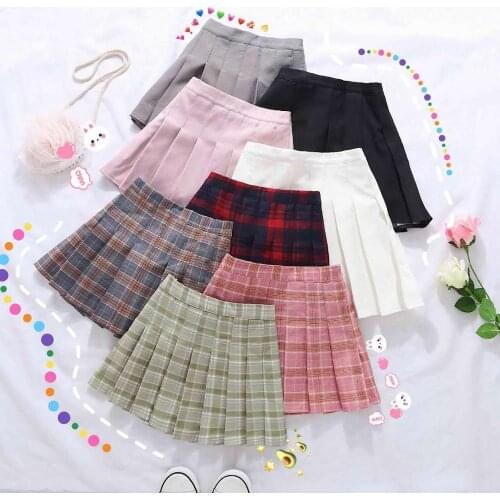 High Waist A-Line Skirt Baby Toddler Girls Pleated Skirt School Plaid Skirt Princess Skirts Kids Short SKirt Child Clothes 8 10T