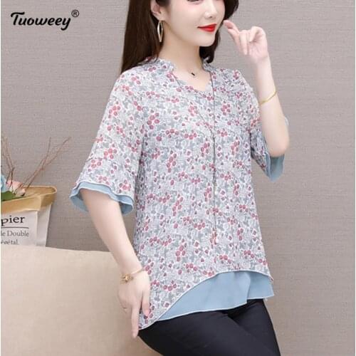 Short Sleeve Blue Plus Size Women Blouse Office Lady Shirt 2021 Fashion Summer Women Tops Shirt Womens Clothing Blusas