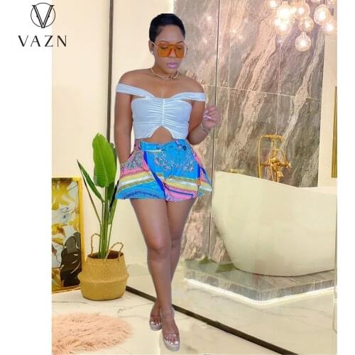 2021 women fashion hot sale street hip hop style short pants elastic high waist printed pockets casual short pants