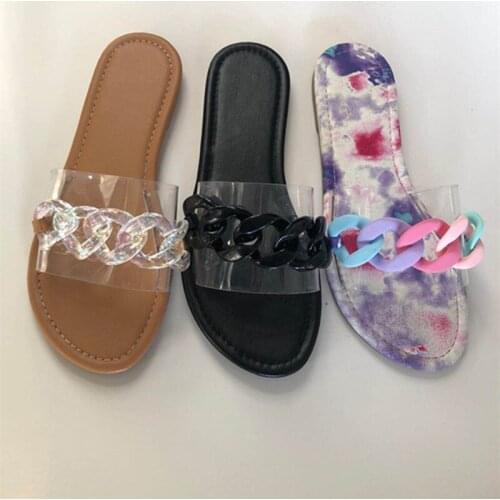 Womens Slippers Summer New Fashion Flat Bottom Color Rings Cool Slippers Plus Size Casual Outdoor Beach Shoes Female Slippers