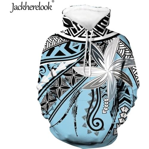 Jackherelook Plus Size Pullover Sweatshirts Blue Polynesian Tattoo Hawaii Hibiscus Brand Design Women Short Sleeve Hoodies Mujer