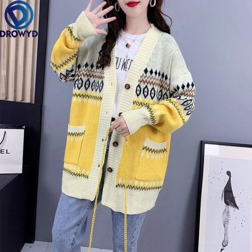 2021 Korean Version of Loose All-match Knitted Jacket Sweater Womens Single-breasted Cardigan Hot Style Knitted Top Outer Wear