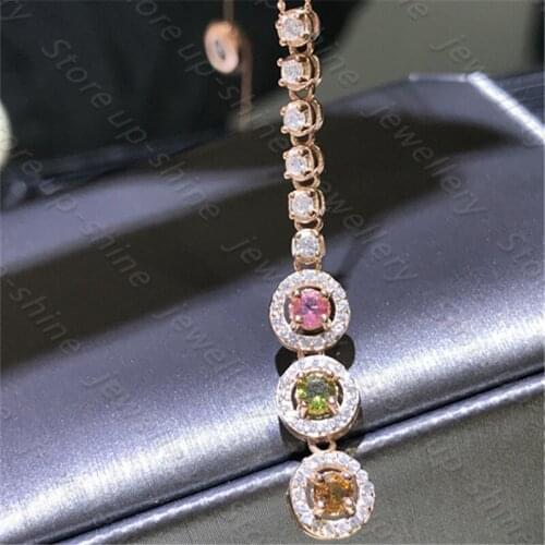 Hot selling style natural tourmaline necklace pendant 925 silver womens necklace engagement & birthday gift