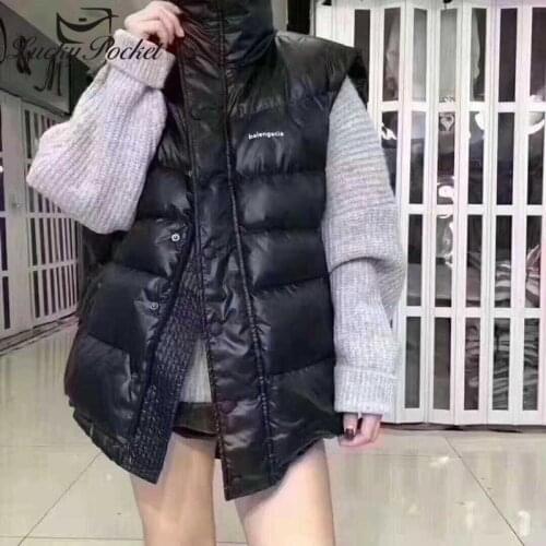 2020 Women Autumn Winter Thick Warm Loose Solid Color Feather Vest Female Fashion Down Jacket Ladies Brand Sleeveless Coat ML219