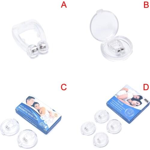 1/2/4PCS Qulity Silicone Magnetic Anti Snore Stop Snoring Nose Clip Sleep Tray Sleeping Aid Apnea Guard Night Device With Case