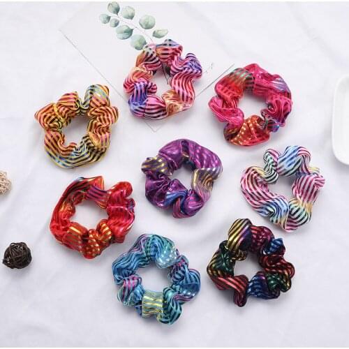 1PCS Hot Sale Color laser cloth large intestine hair ring Ponytail Elastic Hair Bands For Women Girls Hair Accessories Headwear