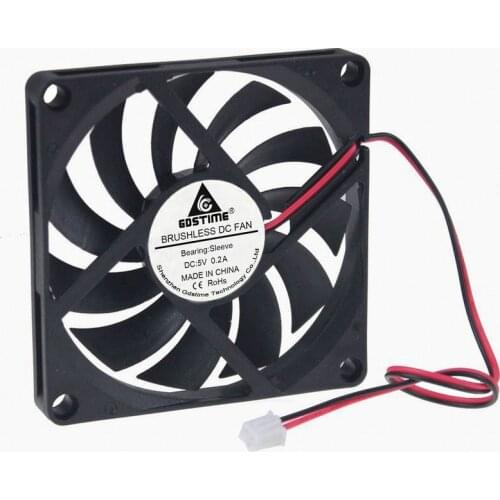 10 Pcs Gdstime 80x80x10mm 5V 2Pin Notebook Pad Motor Cooler PC Case Brushless DC Cooling Fan 80mm x 10mm 8cm 8010