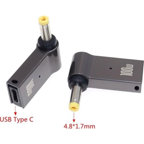 100W USB C PD Charging Cable USB 3.1 Type C Female to 4.8*1.7mm with Pin Jack Plug Adapter Connector for Hp TPN-Q113 Laptop