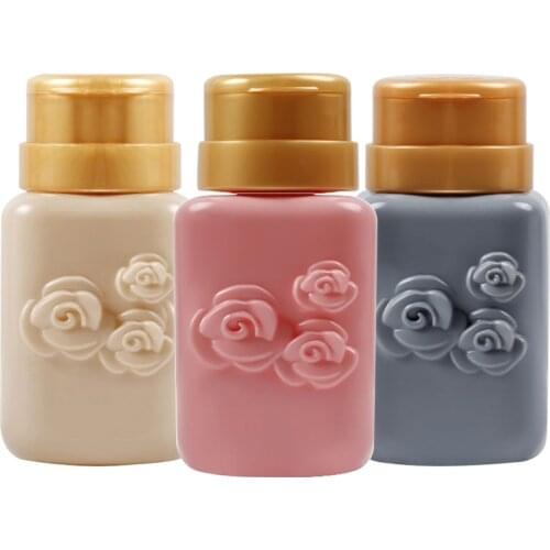 200ml/7.05oz Pink Push Down Empty Pump Dispenser - Hold Nail Polish/Makeup Remover 13 Color Dispenser Bottles HJ23D6