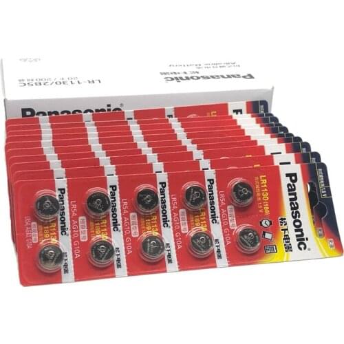 250pcs/lot Panasonic 1.5V AG10 LR1130 Alkaline AG10 389 LR54 SR54 SR1130W 189 LR1130 Button Coin Cell Battery Batteries LR 1130