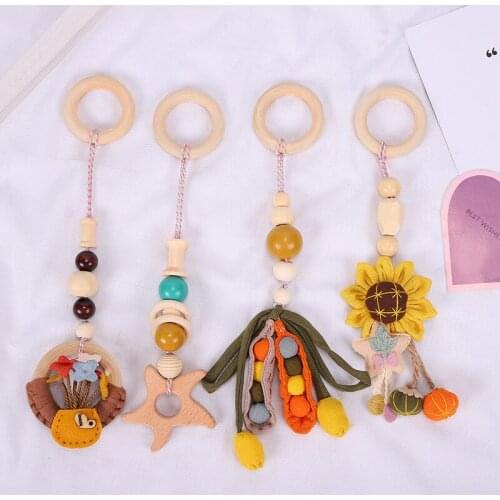 4Pcs/Set Baby Room Hanging Decoration Toys Wood Gym Play Ring-pull Hanging Decor Kids Play Tents Pendant Toys Best Gifts