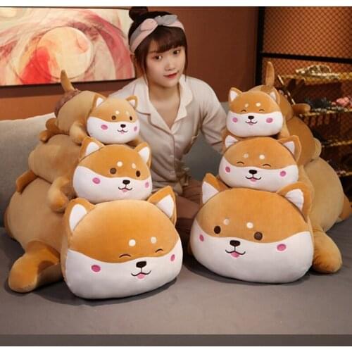 40-100cm Cute Lying Akita Dog Plush Toy Stuffed Soft Animals Shiba Inu Chai Dog Sleep Doll Pillow Kawaii Toys Gift for Children