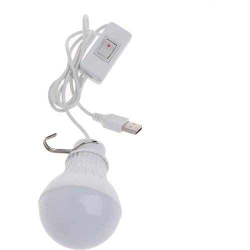 5W 10 LED Energy Saving USB Bulb Light Camping Home Night Lamp Hook Switch L15