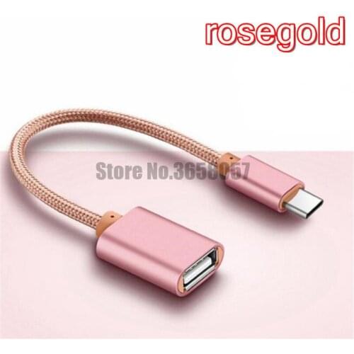 500pcs 15cm Braided Type-C to USB 2.0/3.0 Female Adapter OTG Data Cable Cord adapter for samsung s8 s9 Aluminium