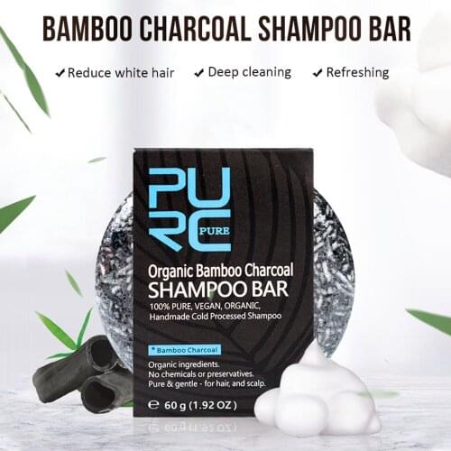 60g Gray White Hair Color Dye Treatment Bamboo Charcoal Clean Detox Soap Bar Black Hair Shampoo Shiny Hair & Scalp Treatment