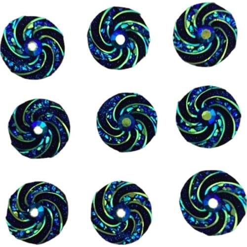 60pcs AB Resin Black 12mm Round Whirlwind Flatback Rhinestone Scrapbook DIY Wedding Decoration Applique Craft SC871*2