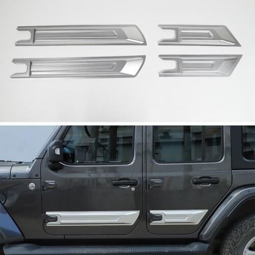 ABS Silver Car Trim For Jeep Wrangler JL JT Gladiator 2018 Up 4 Doors and 2 Doors Body Door Side Anti-scratch Styling Moldings