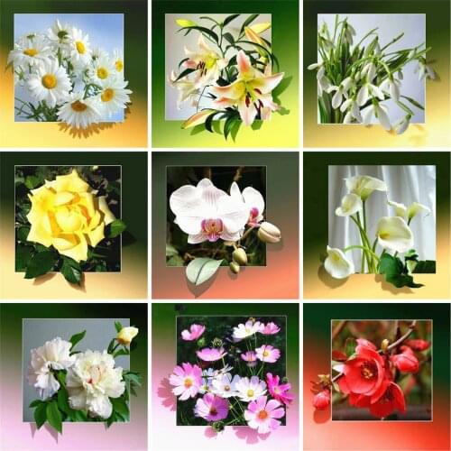 AZQSD DIY Full Square Diamond Painting Flower 5D Handicraft Diamond Embroidery Mosaic Wall Art Decor For Home Full Kits